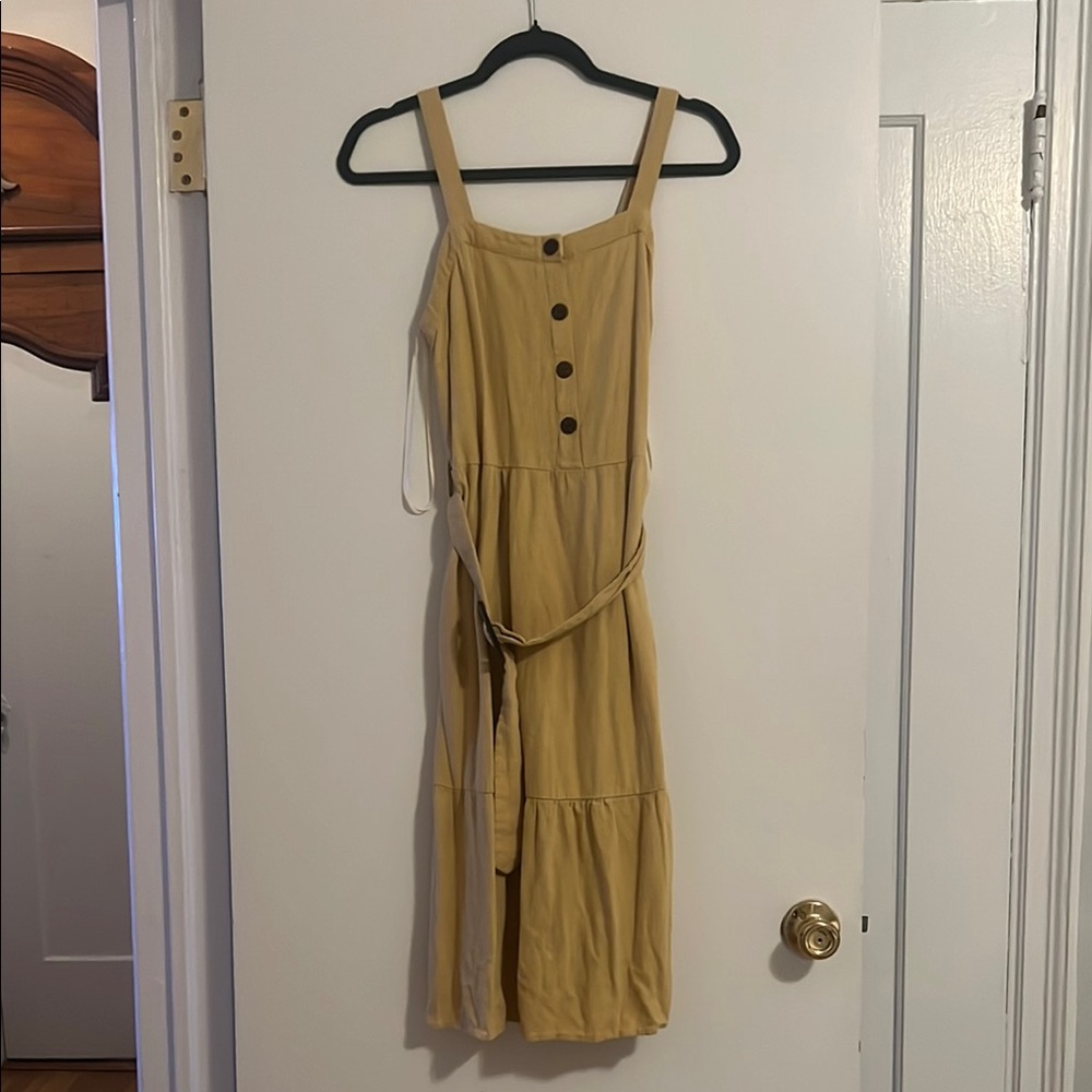 Button-Front Midi Dress